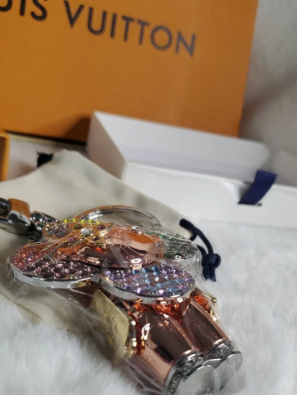 Louis Vuitton Multicolor Crystal Flower Cocktail Ring with Rose Gold Center